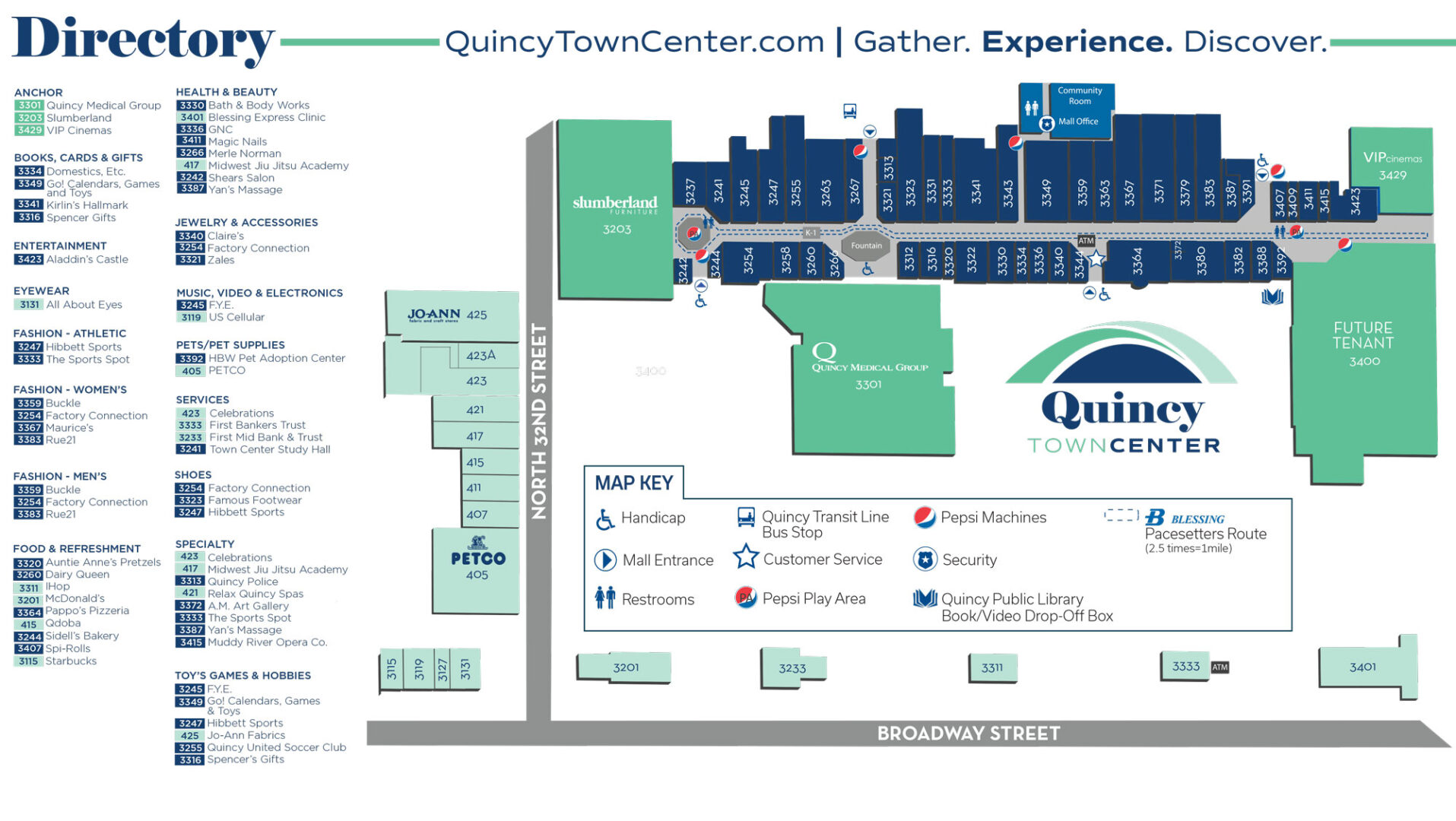 Directory Map Quincy Town Center